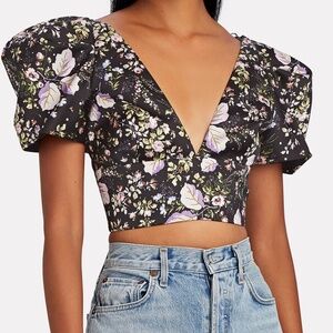 AMUR Sedona Floral Puff Sleeve Crop Top